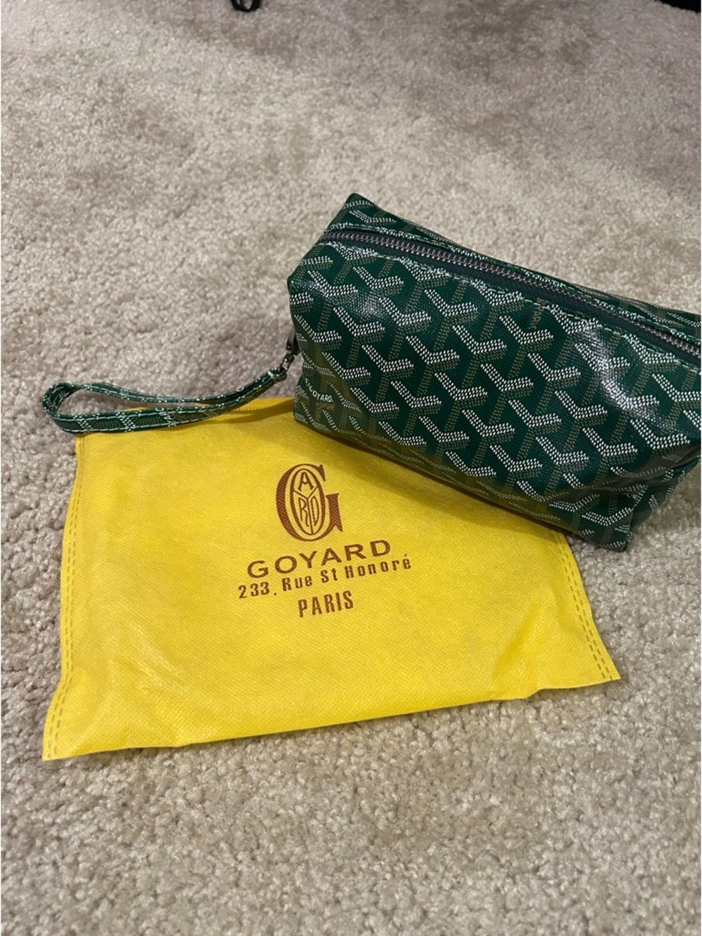 Green pouch with Yellow Interior Canvas Pouch